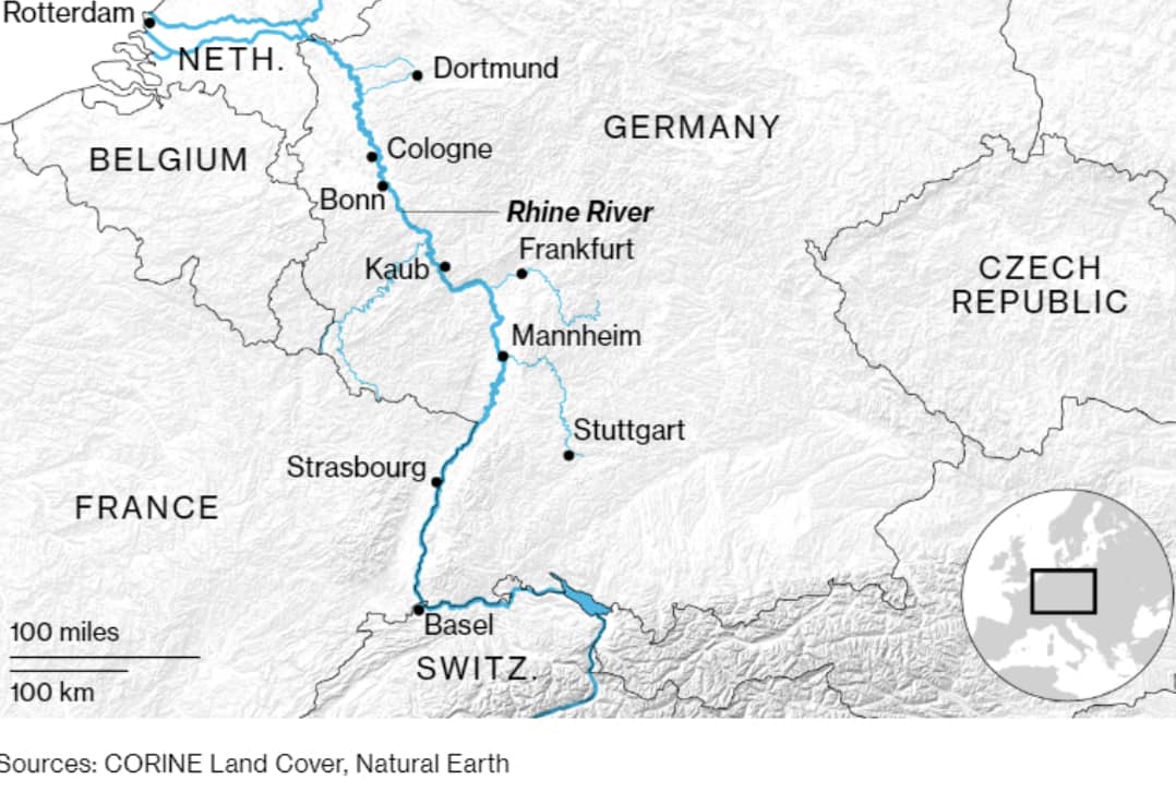 Rhine’s Low Water Levels Disrupted Shipping in Europe